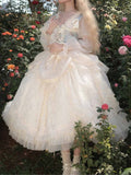 Ifomt Lace Mesh Flower Corset Princess Dress