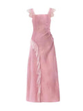 Ifomt Ruffled Mesh-sleeved Suspender Dress