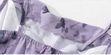 Ifomt Purple Butterfly Print Suspender Dress