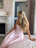 Ifomt French Pink Plaid Suspender Dress