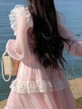 Ifomt French Lace Puff-sleeved Dress