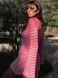 Ifomt Round Neck Striped Sweater Dress