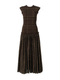 Ifomt Retro Plaid Pleated Dress