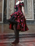 Ifomt Gothic Black and Red Jacquard Palace Dress