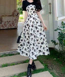 Ifomt Dark Coquette Rose Floral Dress