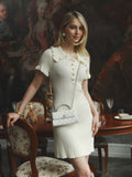 Ifomt Ruffled Lapel Short-sleeved Sweater Dress