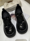 IFOMT Lace-Up Round-Toe Split-Joint Loafers Platform Shoes