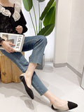 IFOMT Contrast Color Pointed-Toe Split-Joint V-Cut Flat Shoes Flats