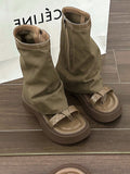 IFOMT Hollow Split-Joint Split-Toe Zipper Boots Platform Shoes Sandals