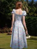 Ifomt Cottage Floral Puff-sleeved Dress