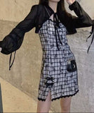Ifomt Dark Coquette Lace Slit Suspender Dress