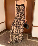 Ifomt Retro Pattern Stitching Lace Dress