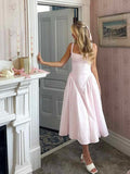 Ifomt French Pink Plaid Suspender Dress