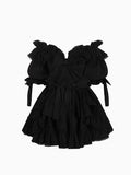 Ifomt Princess Puff-sleeved Ruffled Dress