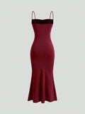 Ifomt All Seasons Women's Dresses Elegant Party Fitting Slim Spaghetti Strap Mermaid Hem Maxi Fashion Party Dresses