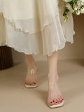 IFOMT Open Toe Split-Joint Square-Toe Transparent Pumps Sandals Slippers