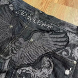 Ifomt American Y2K New Fashion Pattern Embroidery Loose Jeans Men Street Casual Joker Mopping Oversized Wide-leg Pants Couple Jeans Casual Outfit