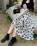 Ifomt Dark Coquette Rose Floral Dress