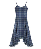 Ifomt French Plaid Irregular Suspender Dress