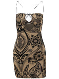 Ifomt Retro Printed Hollow Dress
