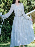 Ifomt Fairy Blue Oil Painting Dress