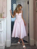 Ifomt French Pink Plaid Suspender Dress
