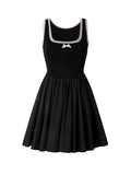 Ifomt Bow Lace Square Neck Dark Coquette Dress