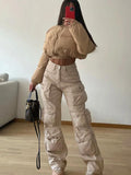 IFOMT Multiple Pockets Cargo Pants For Women Loose High Waist Fashion Sweatpants Women's Baggy Streetwear Pant Woman TrousersChristmas Gifts