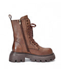 IFOMT Vintage Cow Leather Mid Heels Height Boots