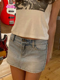 Ifomt Casual Women Blue Denim Mini Skirts Summer Vintage High Waist Pockets A-line Skirts Female Y2k Streetwear Slim Bottoms 2025