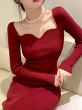 IFOMT Vintage Harajuku Slim Sweater Dress Women Autumn Winter Long Sleeve Bodycon Knitted Midi Dresses Party Evening Club Female