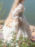Ifomt Lace Mesh Flower Corset Princess Dress
