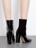 IFOMT Pointed-Toe Shiny Split-Joint Boots Pumps