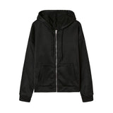 IFOMT Winter Sweatshirt Hoodie Oversize Fleece Hooded Cardigan Black White Women Clothes Solid Zip Up Hoodies Tops Long Sleeves