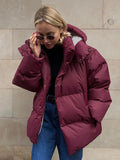 IFOMT Female Cotton Jacket Solid Hooded Zipper Cotton Jacket  Autumn Winter New Lady Loose Long Sleeve High Street OutwearChristmas Gifts