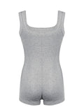IFOMT Spring Outfits Solid Sleeveless Square Collar Skinny Sexy Rompers Womens Playsuits