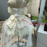 Ifomt Japanese Sweet Lolita Jsk Dress Women Elegant Pearl Mesh Lace Bow Princess Evening Party Dresses Kawaii Flower Wedding Dress