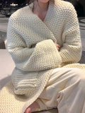 IFOMT Solid Baggy Knit Long Cardigan