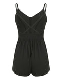 IFOMT Spring Outfits Sweetown Cross Backless Sexy Boho Black Wide Leg Rompers Womens Sleeveless V Neck A Line Casual Summer Vacation Playsuits