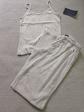 Ifomt Gray Skull Print Slim Sleeveless Vest Long Pant Sets Women 2 Pieces Set Cotton Pajama Vintage Tank Top High Waist Straight Pants