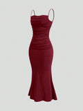 Ifomt All Seasons Women's Dresses Elegant Party Fitting Slim Spaghetti Strap Mermaid Hem Maxi Fashion Party Dresses