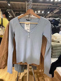 Ifomt Chic Hollow Out Pink Long Sleeve T-Shirt Summer Round Neck Buttons Cotton Slim Sexy Top for Woman Vintage Sweet Cute Y2k Tops