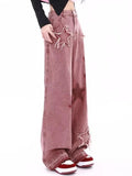 IFOMT Vintage Star Print Embroidery Boyfriend Jeans
