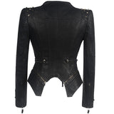 cowgirl outfits Gothic Style Women's Autumn Style Shrug Rivet Slim Waist Tight Washed Leather Motorcycle Leather Clothing Pu