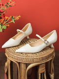 IFOMT Lace-Up Pointed-Toe Shallow Cut Split-Joint Pumps
