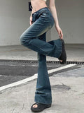 IFOMT Low Waist Washed Slim-Fit Boot-Cut Jeans