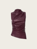 IFOMT Damoni Faux Leather Sleeveless Top
