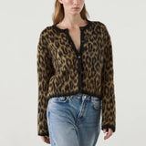 IFOMT Leopard Print Knit Sweater Cardigan For Women O-Neck Jacquard Long Sleeve Knitted Jacket 2025 New Casual Female OutwearChristmas Gifts