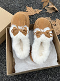 IFOMT Bowknot Round-Toe Split-Joint Platform Shoes Slippers&Mules