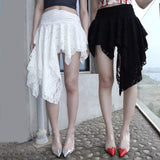 IFOMT Holiday Solid Color Lace Ruffled Skirt For Women Sexy Low Waist Irregular Mini Skirt Splice Hot Girl Clubs Party SkirtChristmas Gifts